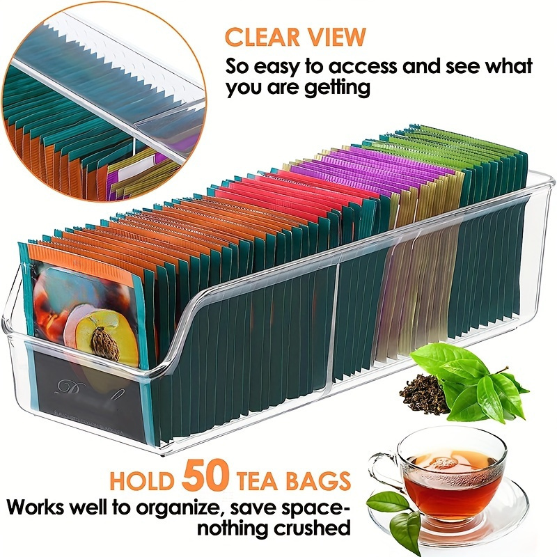 Coffee Tea Sugar Set - 1pc Clear Tea Bag Organizer Box