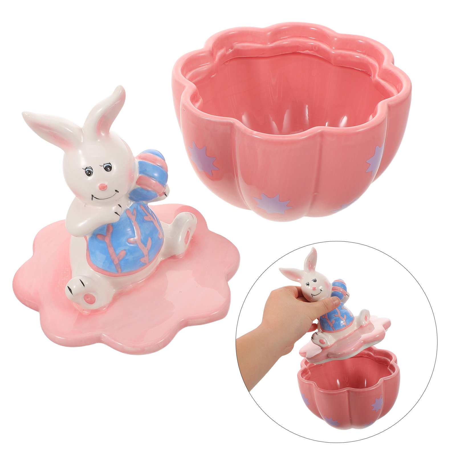 Coffee Tea Beans - Easter Bunny Ceramic Canister Airtight Kitchen