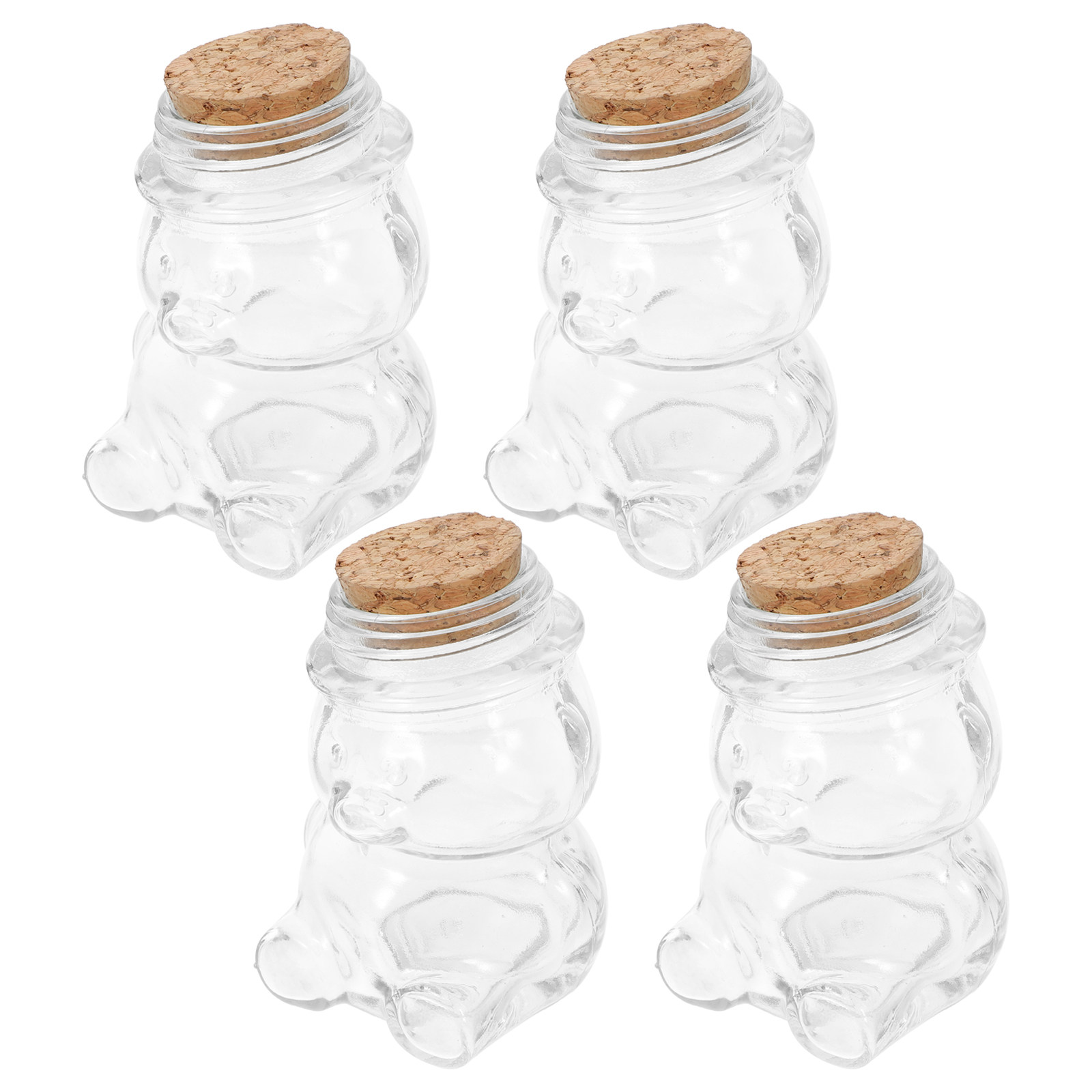 Coffee Tea Sugar Set - 4Pcs Glass Candy Jar Set Transparent