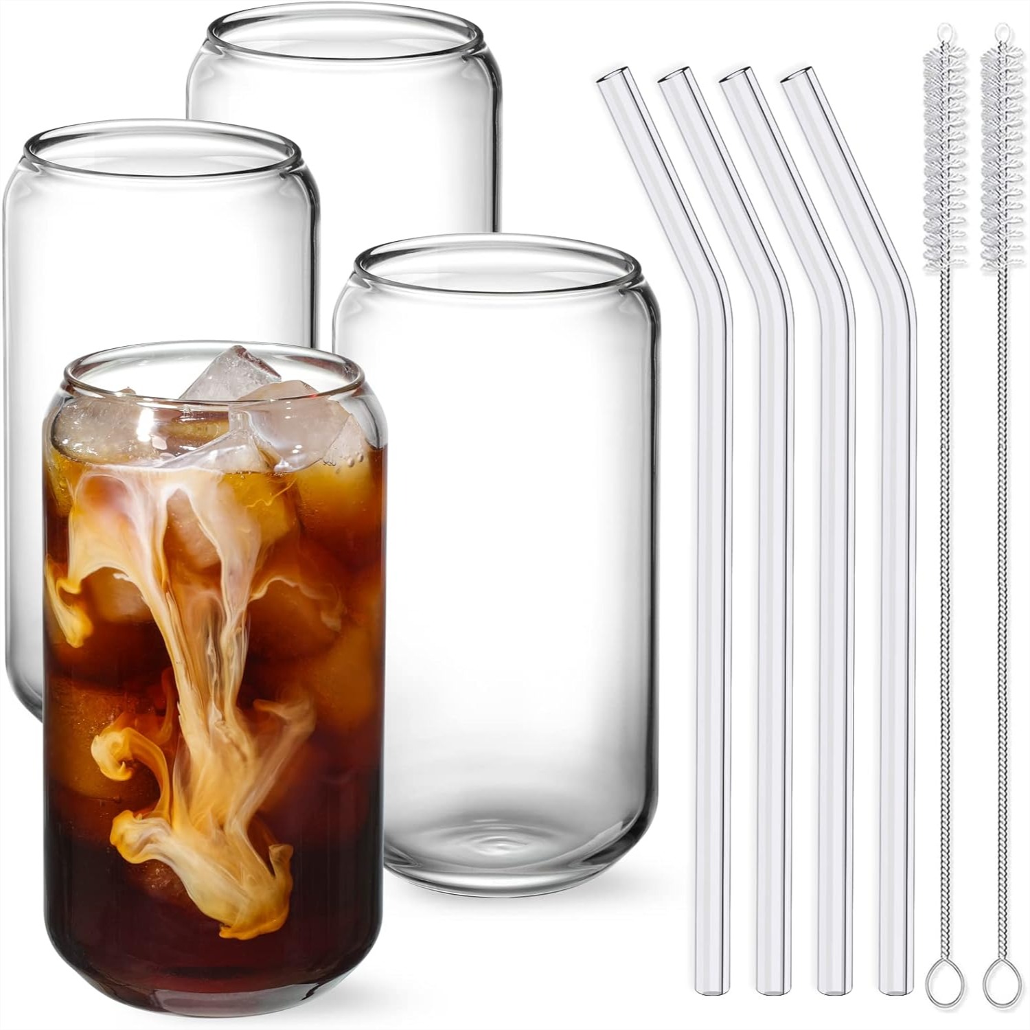 Coffee Tea Set - 16oz Highball Glasses Set with Glass