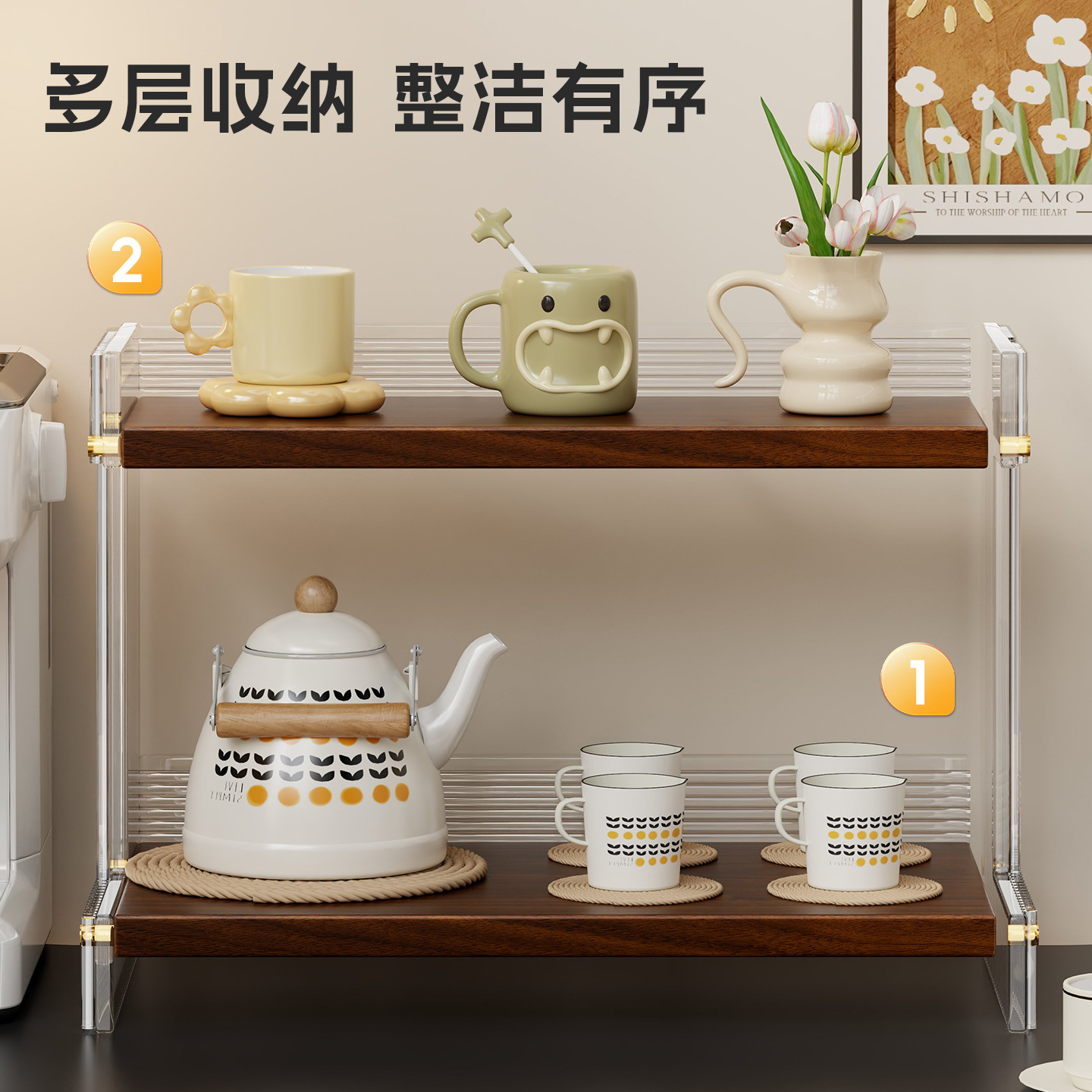 Desktop cup storage rack Count - Tea Coffee Set Up 리뷰 및 가격
