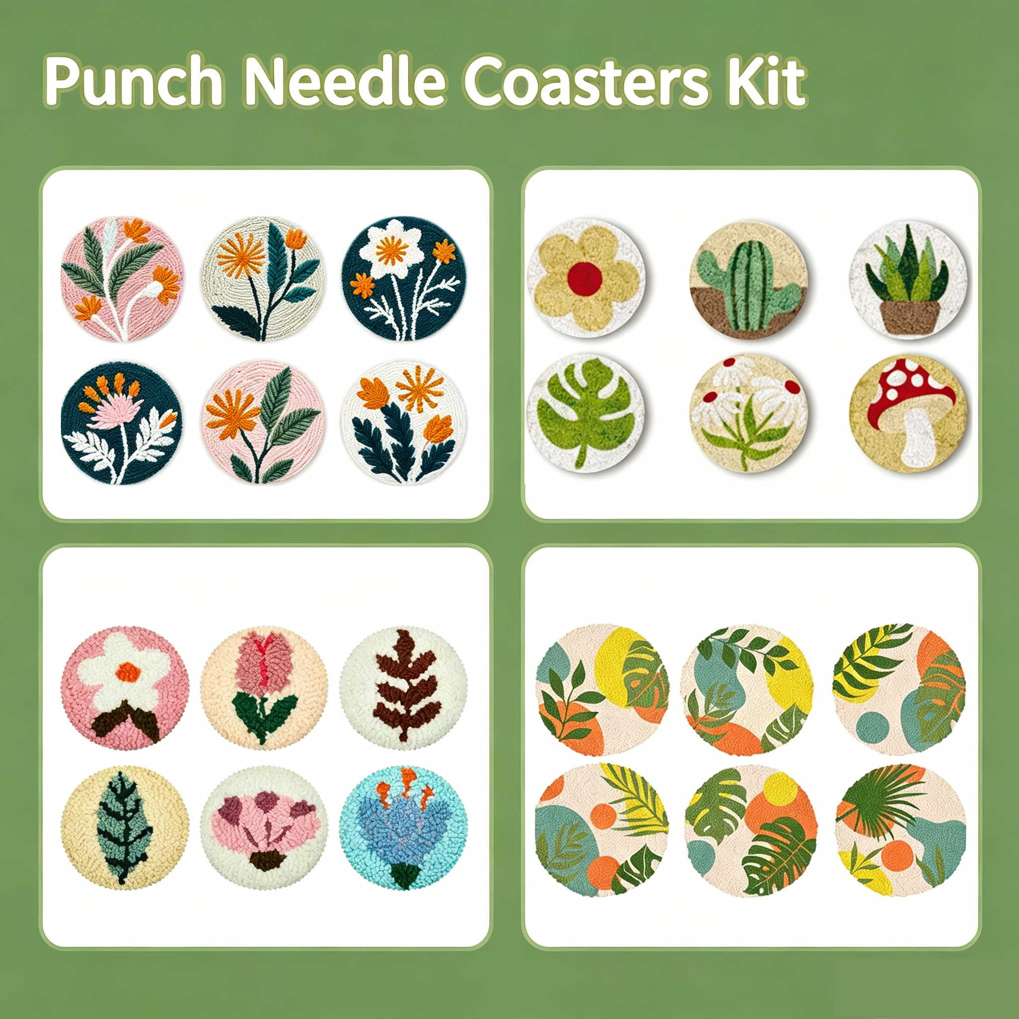 6 Pcs Flower Punch Needle Coas - Tea Coffee Set Up 리뷰 및 가격