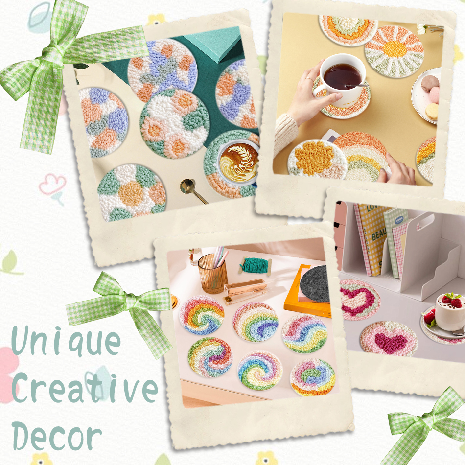 6 Pcs Flower Punch Needle Coas - Tea Coffee Set Up 리뷰 및 가격