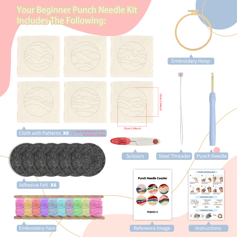 6 Pcs Flower Punch Needle Coas - Tea Coffee Set Up 리뷰 및 가격