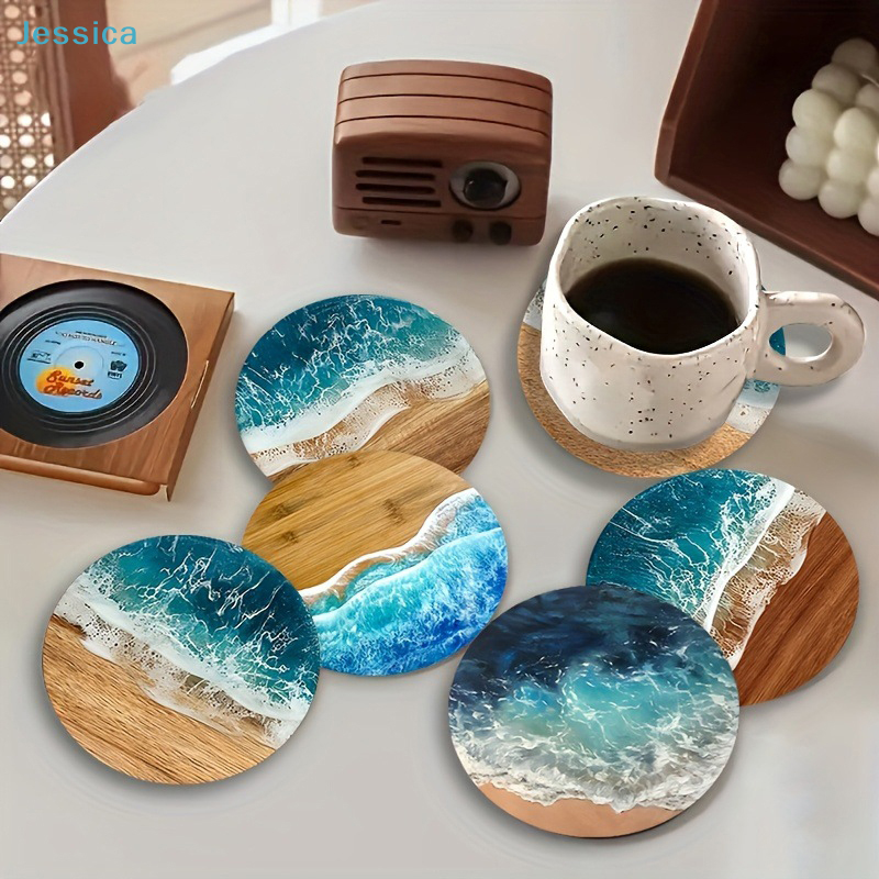 ♥Ocean Wave & Wood Grain Coast - Coffee Tea Sugar Set 리뷰 및 가격