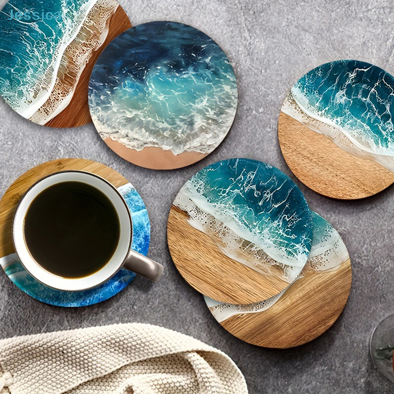♥Ocean Wave & Wood Grain Coast - Coffee Tea Sugar Set 리뷰 및 가격