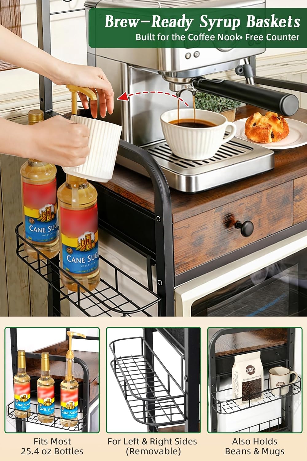 Rolling Coffee Bar Cart for Sm - Coffee Tea & Jane 리뷰 및 가격