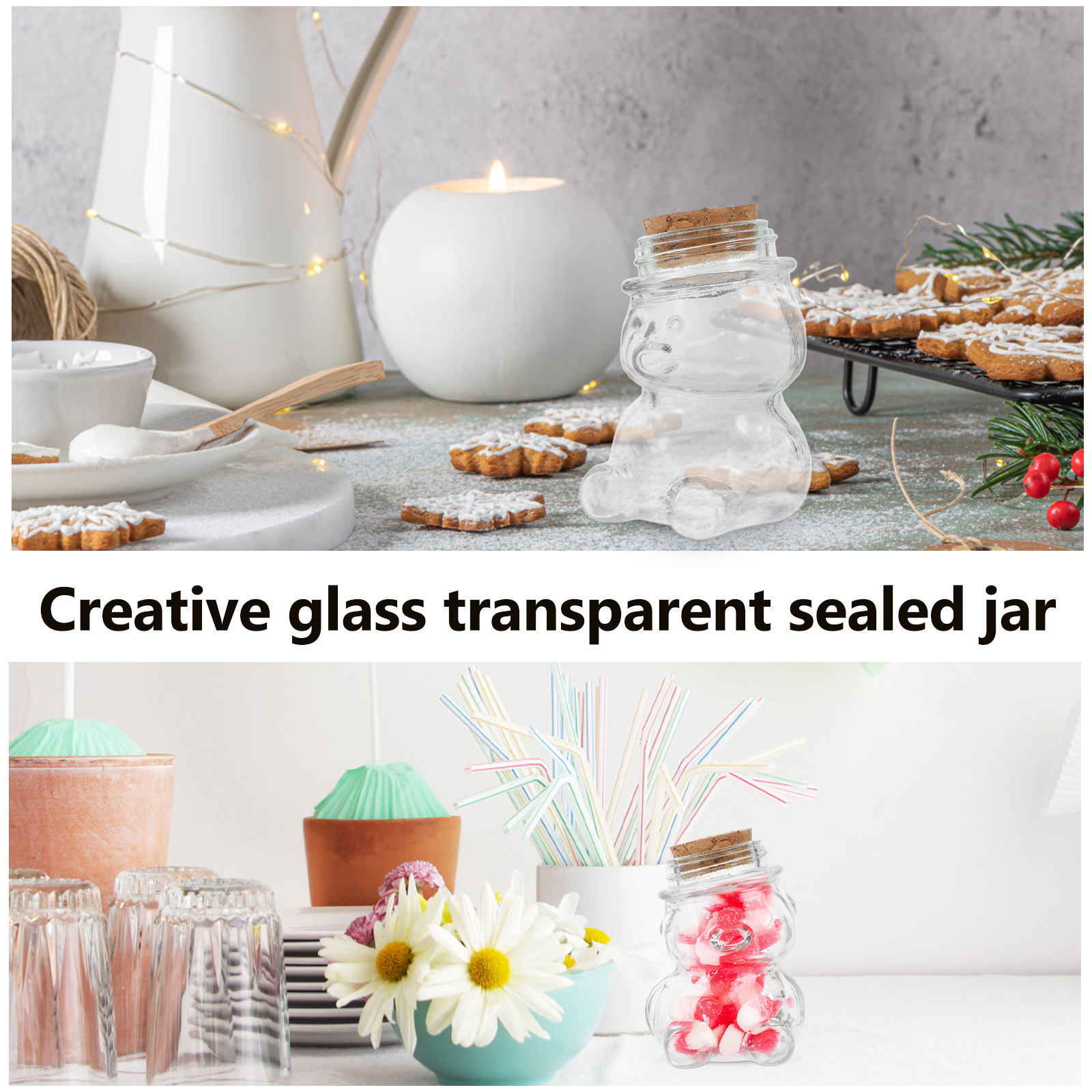 4Pcs Glass Candy Jar Set Trans - Coffee Tea Sugar Set 리뷰 및 가격