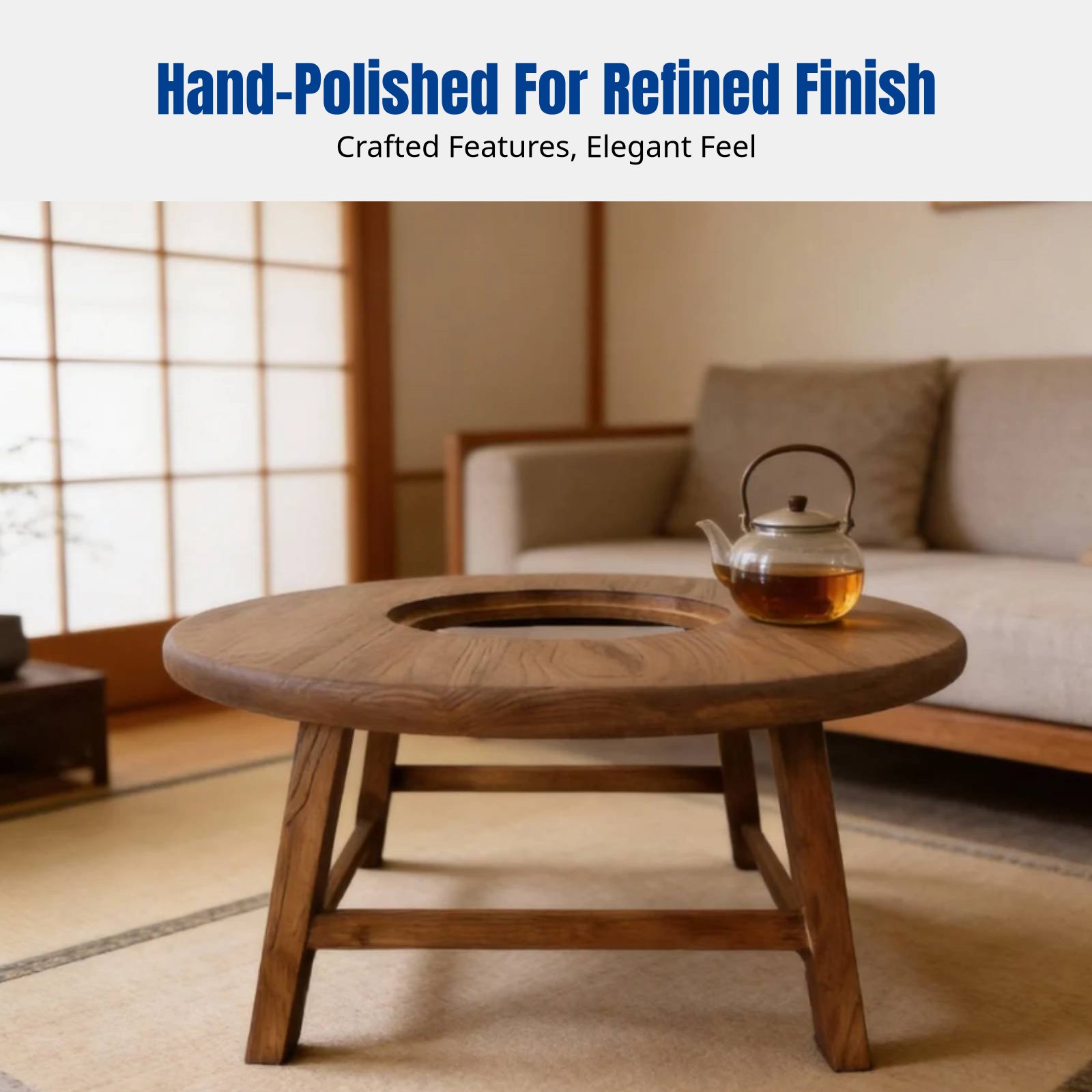 Sturdy Elm Wood Round Tea Tabl - Cast Iron Teapot 리뷰 및 가격